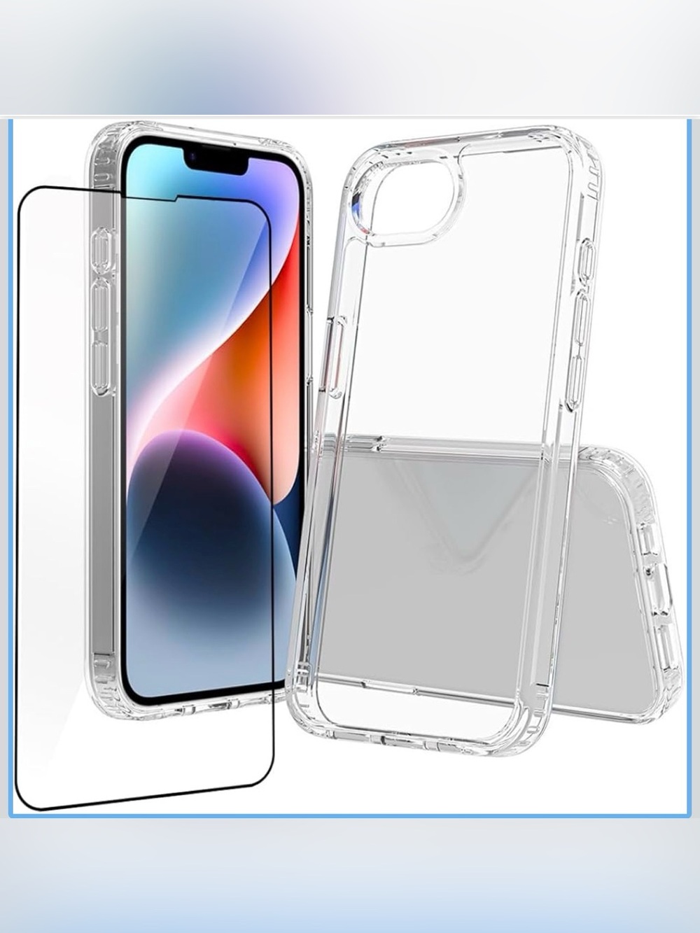 Clear Slim Hybrid Case with Tempered Glass Screen Protector - Transparent IP 16e